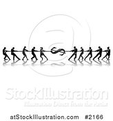 Vector Illustration of Silhouetted Financial Tug of War Business Teams and Dollar Symbol by AtStockIllustration
