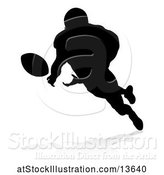 Vector Illustration of Silhouetted Football Player Catching, with a Reflection or Shadow, on a White Background by AtStockIllustration