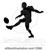 Vector Illustration of Silhouetted Football Player with a Reflection or Shadow, on a White Background by AtStockIllustration