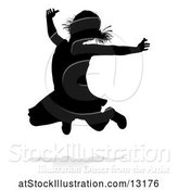 Vector Illustration of Silhouetted Girl Jumping, with a Reflection or Shadow, on a White Background by AtStockIllustration