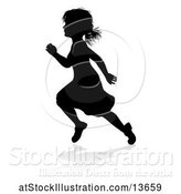 Vector Illustration of Silhouetted Girl Playing with a Reflection or Shadow, on a White Background by AtStockIllustration