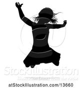 Vector Illustration of Silhouetted Girl Playing with a Reflection or Shadow, on a White Background by AtStockIllustration