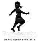 Vector Illustration of Silhouetted Girl Playing with a Reflection or Shadow, on a White Background by AtStockIllustration