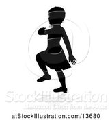 Vector Illustration of Silhouetted Girl Playing with a Reflection or Shadow, on a White Background by AtStockIllustration