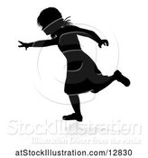 Vector Illustration of Silhouetted Girl Running, with a Reflection or Shadow, on a White Background by AtStockIllustration
