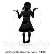 Vector Illustration of Silhouetted Girl Shrugging, with a Reflection or Shadow, on a White Background by AtStockIllustration