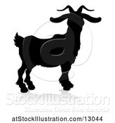 Vector Illustration of Silhouetted Goat, with a Reflection or Shadow, on a White Background by AtStockIllustration