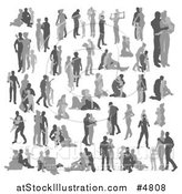 Vector Illustration of Silhouetted Grayscale Families by AtStockIllustration