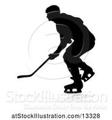 Vector Illustration of Silhouetted Hockey Player, with a Reflection or Shadow by AtStockIllustration