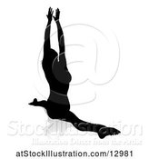 Vector Illustration of Silhouetted Lady in a Yoga Pose, with a Reflection or Shadow, on a White Background by AtStockIllustration