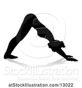 Vector Illustration of Silhouetted Lady in a Yoga Pose, with a Reflection or Shadow, on a White Background by AtStockIllustration