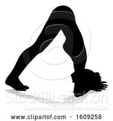 Vector Illustration of Silhouetted Lady in a Yoga Pose, with a Reflection or Shadow, on a White Background by AtStockIllustration