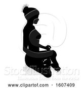 Vector Illustration of Silhouetted Lady Sitting in a Lotus Position, with a Shadow or Reflection, on a White Background by AtStockIllustration