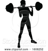 Vector Illustration of Silhouetted Lady Working out with a Barbell by AtStockIllustration