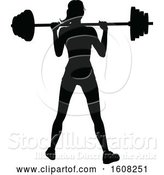 Vector Illustration of Silhouetted Lady Working out with a Barbell by AtStockIllustration