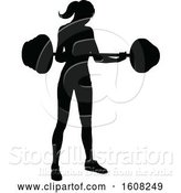 Vector Illustration of Silhouetted Lady Working out with a Barbell by AtStockIllustration