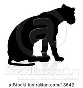 Vector Illustration of Silhouetted Lioness, with a Shadow on a White Background by AtStockIllustration