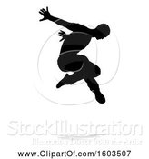 Vector Illustration of Silhouetted Male Dancer, with a Reflection or Shadow, on a White Background by AtStockIllustration