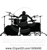 Vector Illustration of Silhouetted Male Drummer by AtStockIllustration