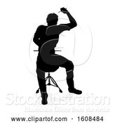 Vector Illustration of Silhouetted Male Drummer, with a Reflection or Shadow, on a White Background by AtStockIllustration