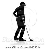 Vector Illustration of Silhouetted Male Golfer, with a Reflection or Shadow, on a White Background by AtStockIllustration