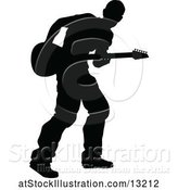 Vector Illustration of Silhouetted Male Guitarist by AtStockIllustration