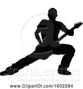 Vector Illustration of Silhouetted Male Guitarist by AtStockIllustration