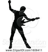 Vector Illustration of Silhouetted Male Guitarist by AtStockIllustration