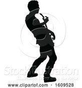 Vector Illustration of Silhouetted Male Guitarist by AtStockIllustration