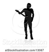 Vector Illustration of Silhouetted Male Guitarist, with a Reflection or Shadow, on a White Background by AtStockIllustration