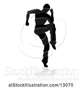 Vector Illustration of Silhouetted Male Hip Hop Dancer with a Reflection or Shadow, on a White Background by AtStockIllustration