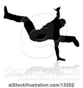 Vector Illustration of Silhouetted Male Hip Hop Dancer with a Reflection or Shadow, on a White Background by AtStockIllustration