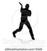 Vector Illustration of Silhouetted Male Hip Hop Dancer with a Reflection or Shadow, on a White Background by AtStockIllustration