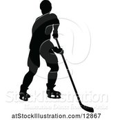 Vector Illustration of Silhouetted Male Ice Hockey Player by AtStockIllustration