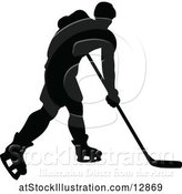 Vector Illustration of Silhouetted Male Ice Hockey Player by AtStockIllustration