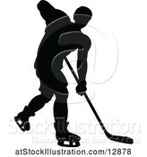 Vector Illustration of Silhouetted Male Ice Hockey Player by AtStockIllustration