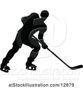 Vector Illustration of Silhouetted Male Ice Hockey Player by AtStockIllustration