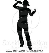 Vector Illustration of Silhouetted Male Singer by AtStockIllustration