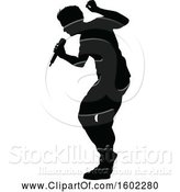 Vector Illustration of Silhouetted Male Singer by AtStockIllustration