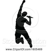 Vector Illustration of Silhouetted Male Singer by AtStockIllustration