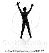 Vector Illustration of Silhouetted Male Singer with a Reflection or Shadow, on a White Background by AtStockIllustration