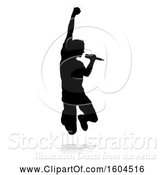 Vector Illustration of Silhouetted Male Singer, with a Reflection or Shadow, on a White Background by AtStockIllustration