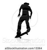 Vector Illustration of Silhouetted Male Skateboarder with a Reflection or Shadow, on a White Background by AtStockIllustration