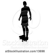 Vector Illustration of Silhouetted Male Skateboarder with a Reflection or Shadow, on a White Background by AtStockIllustration