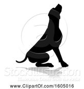 Vector Illustration of Silhouetted Mastiff Dog, with a Reflection or Shadow, on a White Background by AtStockIllustration