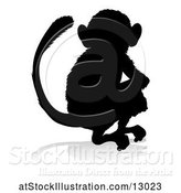 Vector Illustration of Silhouetted Monkey, with a Reflection or Shadow, on a White Background by AtStockIllustration