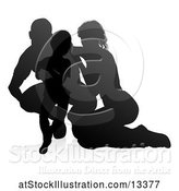 Vector Illustration of Silhouetted Mother Father and Son, with a Shadow on a White Background by AtStockIllustration