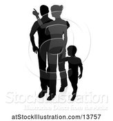 Vector Illustration of Silhouetted Mother Father and Son, with a Shadow on a White Background by AtStockIllustration