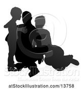 Vector Illustration of Silhouetted Mother Father and Son, with a Shadow on a White Background by AtStockIllustration