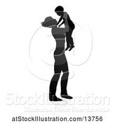 Vector Illustration of Silhouetted Mother Lifting up Her Son, with a Shadow on a White Background by AtStockIllustration